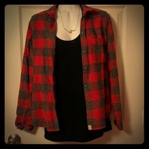 Gray and red slim fit boyfriend shirt